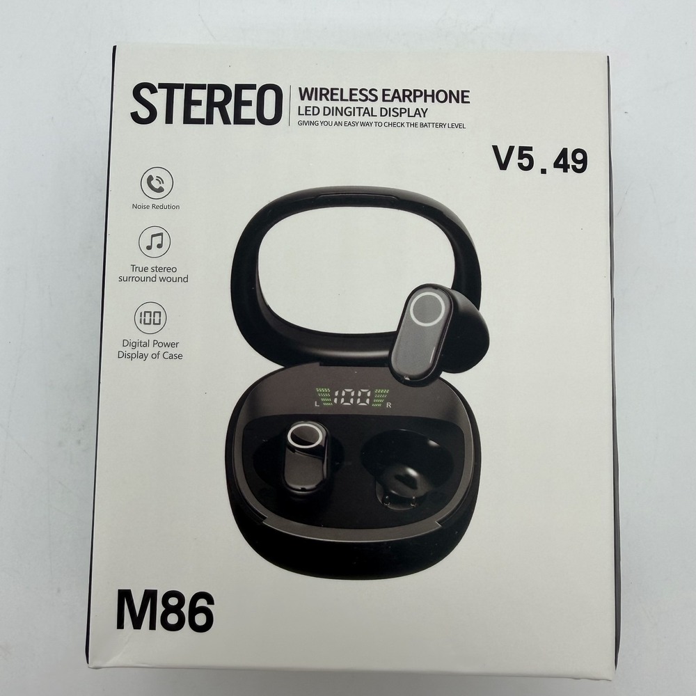 M86 TWS Wireless Earphone Bluetooth V5.49 LED Display Charging Case - Black
